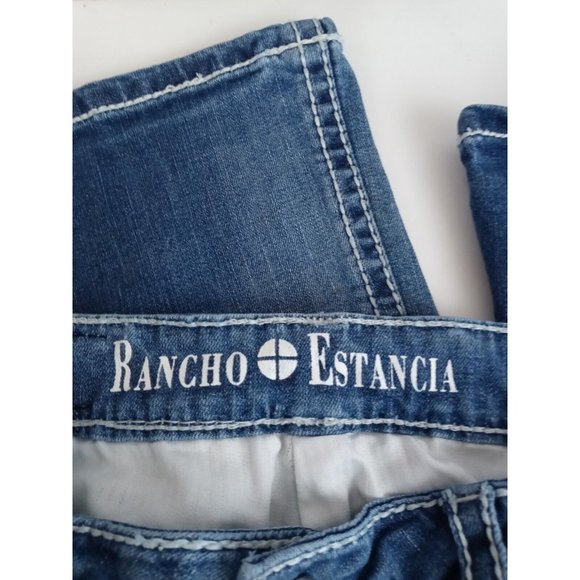 Rancho Estancia Jewelled Distressed Whiskered Embroidered Jeans Size 29 - Picture 9 of 10